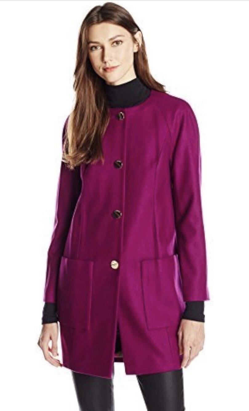 Ted Baker Mawd Pink Wool Cashmere Cocoon Coat Floral Lined Designer NWOT 3/US 8